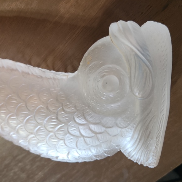 Mid Century Frosted Glass Vintage Koi Candlestick Holder Bud Vase - Picture 5 of 6